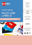 Label Avery 63.5x24 Rectangular Laser 16up Peachy Pink Pk160