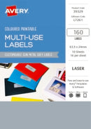 Label Avery 63.5x24 Rectangular Laser 16up Gun Metal Grey Pk160