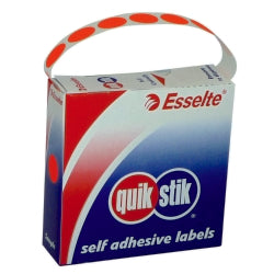 LABEL QUIK STIK DISP 14MM FLUORO RED DOT
