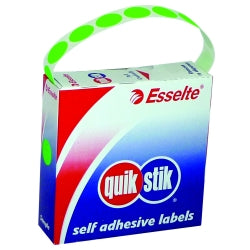 LABEL QUIK STIK DISP 14MM FLUORO GREEN DOT