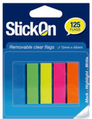 Stick On Flags 12x45mm Removable Clear 5 Cols