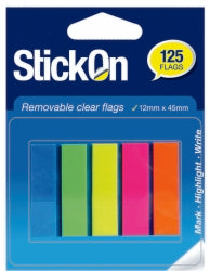 STICK ON FLAGS 12X45MM REMOVABLE CLEAR 5 COLS