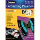 LAMINATING POUCHES FELLOWES 54X86MM 125 MICRON GLOSS PK100