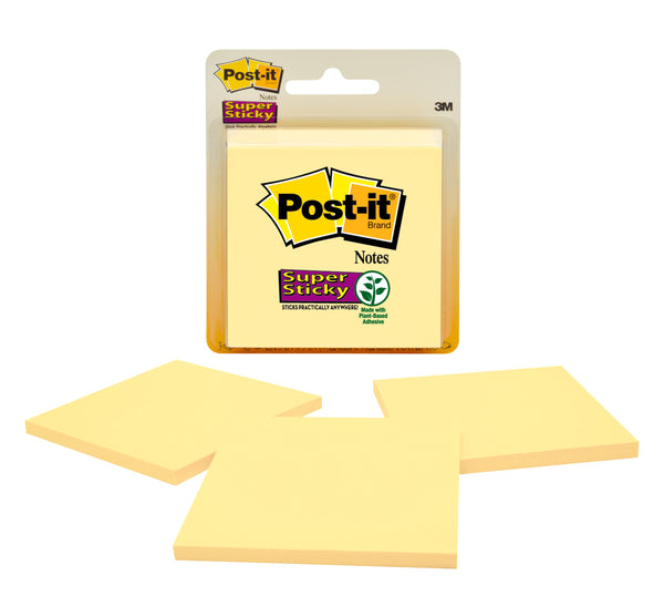 NOTES SUPER STICKY POST-IT 76X76MM 3321-SSCY CANARY YELLOW PK3