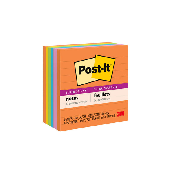 NOTES SUPER STICKY POST-IT 101X101MM 675-6SSUC LINED RIO DE JANEIRO PK6