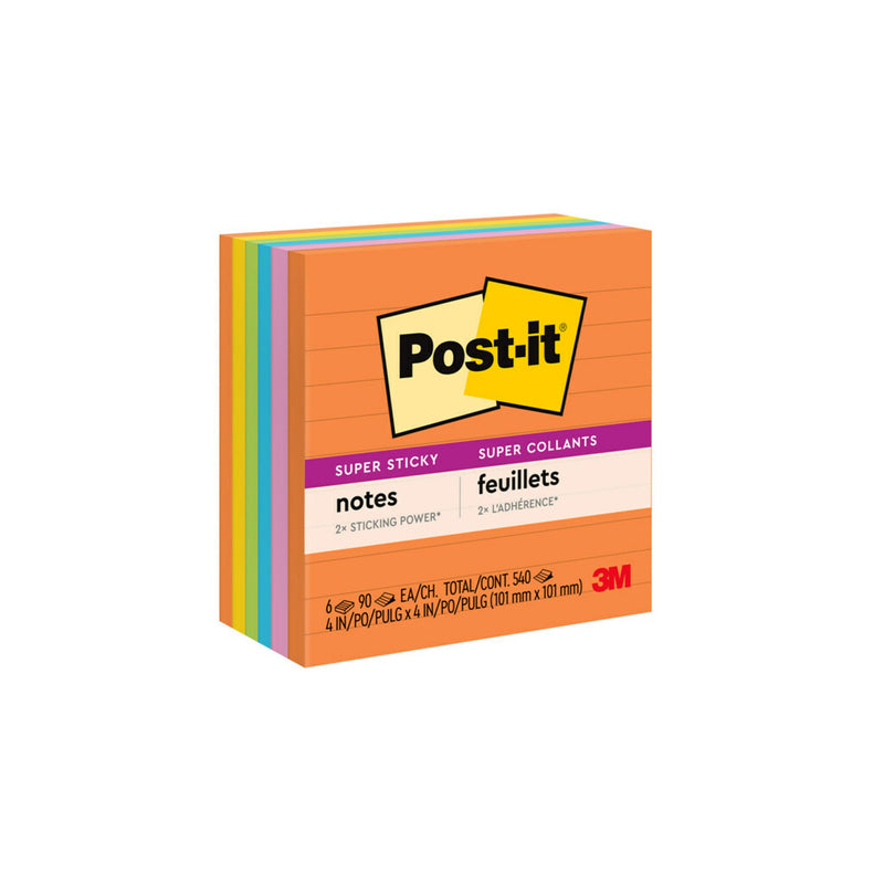 NOTES SUPER STICKY POST-IT 101X101MM 675-6SSUC LINED RIO DE JANEIRO PK6