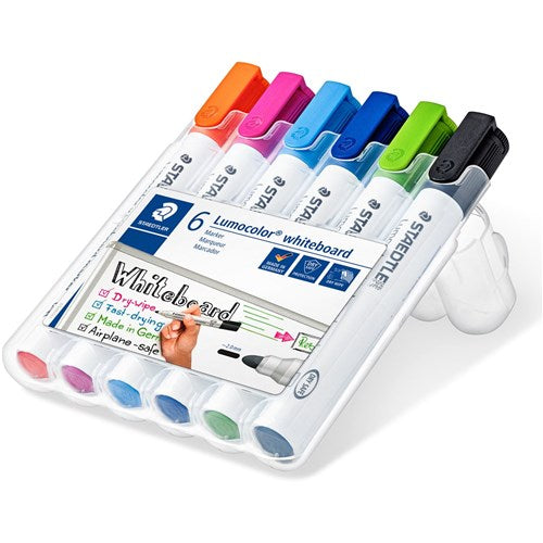 Staedtler Lumocolor Whiteboard Marker 351 Bullet Point Assorted Colours Wallet of 6