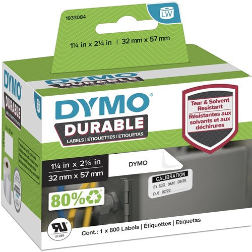 DYMO LabelWriter Durable Industrial Labels 57mm x 32mm 800 Labels White | Better Office