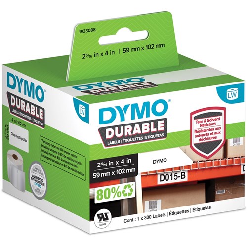 DYMO LabelWriter Durable Industrial Labels 59mm x 102mm 300 Labels White | Better Office