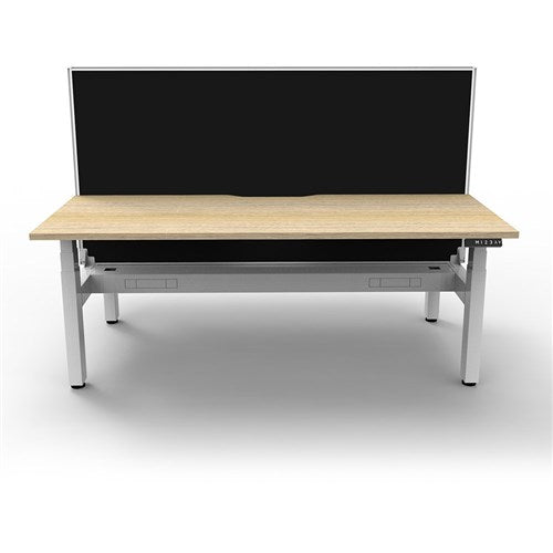 Rapidline BOOST+ Back To Back Workstation+Screen+Cable Tray 2 Person 1200mmW Oak/White | Better Office