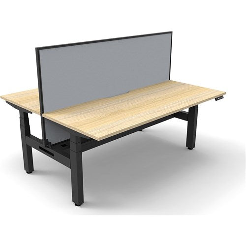 Rapidline BOOST+ Back To Back Workstation+Screen+Cable Tray 2 Person 1800mmW Oak/Black | Better Office