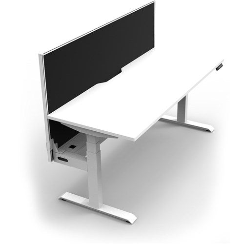 Rapidline Boost+ Single Sided Workstation + Screen + Tray 1200Wx750Dx1330mmH White/White | Better Office