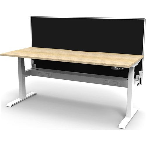 Rapidline Boost+ Single Sided Workstation + Screen + Tray 1800Wx750Dx1330mmH Oak / White