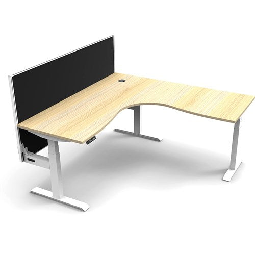 Rapidline BOOST+ Corner Workstation + Screen 1800/1800mmW Oak/White