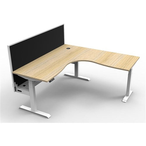 Rapidline BOOST+ Corner Workstation + Screen + Cable Tray 1500/1500mmW Oak/White