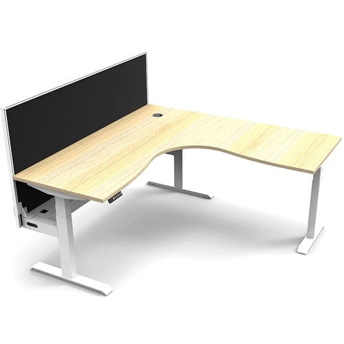 Rapidline BOOST+ Corner Workstation + Screen + Cable Tray 1800/1800mmW Oak/White