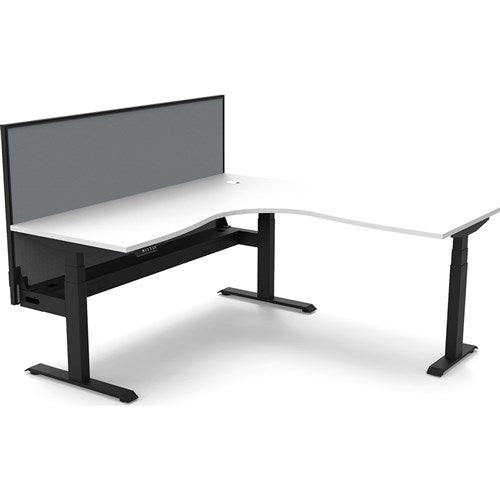 Rapidline BOOST+ Corner Workstation + Screen + Cable Tray 1800/1800mmW White/Black