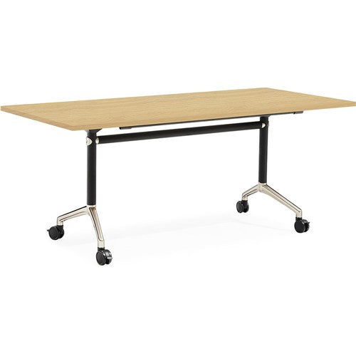 Rapidline Typhoon Flip Top Table 1500W x 750D x 750mmH Oak Top Black Frame