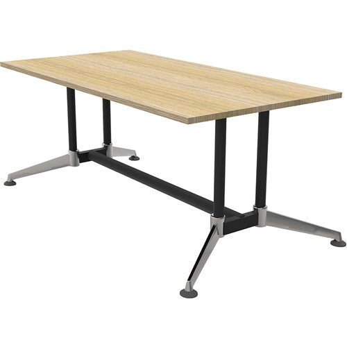 Rapidline Typhoon Boardroom Table 1800W x 900D x 750mmH Oak Top Black Frame