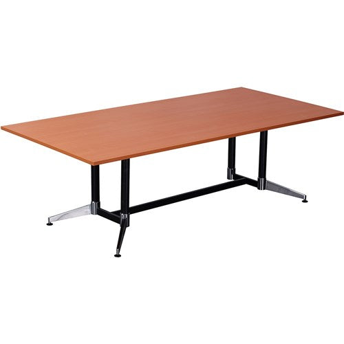 Rapidline Typhoon Boardroom Table 2400W x 1200D x 750mmH Cherry Top Black Frame