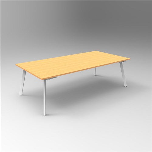 Rapidline Eternity Meeting And Boardroom Table 2400W x 1200D x 730mmH Beech Top White Base | Better Office