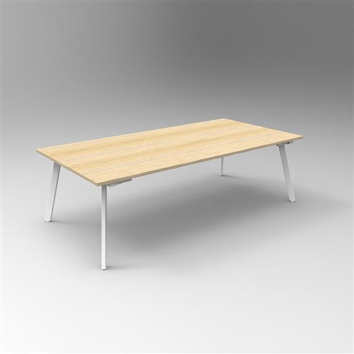 Rapidline Eternity Meeting And Boardroom Table 2400W x 1200D x 730mmH Oak Top White Base