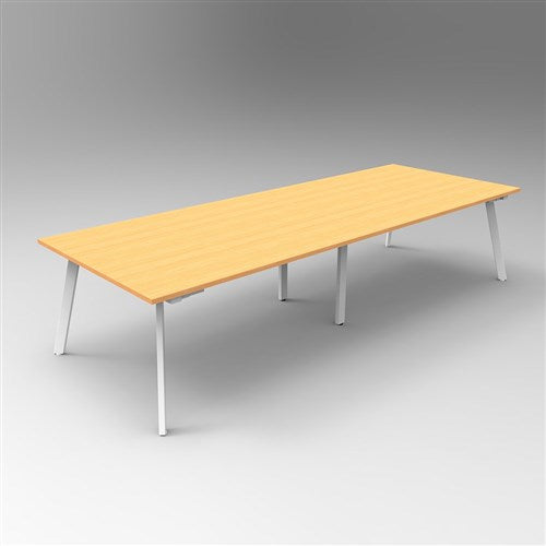 Rapidline Eternity Meeting And Boardroom Table 3200W x 1200D x 730mmH Beech Top White Base