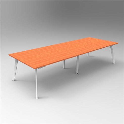 Rapidline Eternity Meeting And Boardroom Table 3200W x 1200D x 730mmH Cherry Top White Base