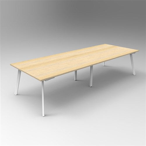 Rapidline Eternity Meeting And Boardroom Table 3200W x 1200D x 730mmH Oak Top White Base