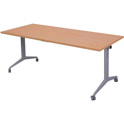 Rapidline Flip Top Table 1500W x 750D x 730mmH Beech Top Silver Frame