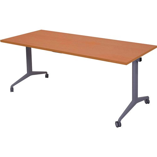 Rapidline Flip Top Table 1500W x 750D x 730mmH Cherry Top Silver Frame