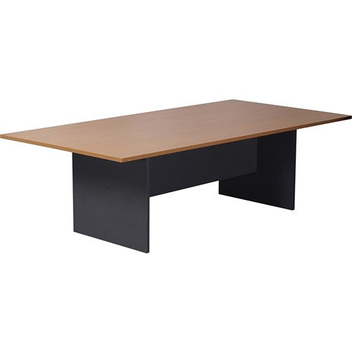 Rapidline Rectangle Boardroom Table 2400W x 1200D x 730mmH Beech Top Ironstone Base