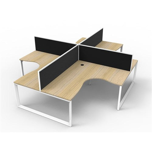 Rapidline Deluxe Infinity Corner Workstation Loop Leg + Screen 3000/3000mmW Oak/White | Better Office