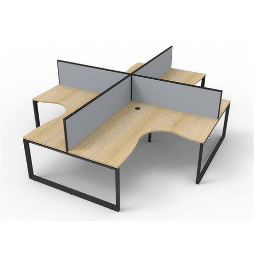 Rapidline Deluxe Infinity Corner Workstation Loop Leg + Screen 3600/3000mmW Oak/Black | Better Office