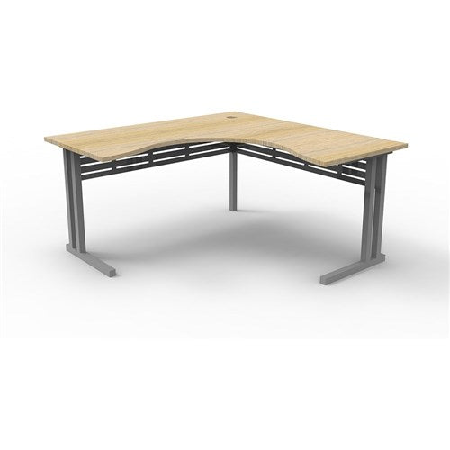 Rapidline C Leg Corner Workstation 1800/1500W x 750D x 730mmH Natural Oak/Silver | Better Office