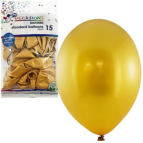 Alpen Occasions Standard Balloons 25cm Gold Pack Of 15