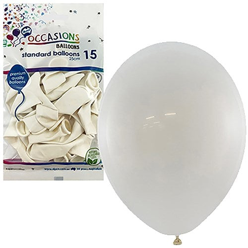 Alpen Occasions Standard Balloons 25cm White Pack Of 15