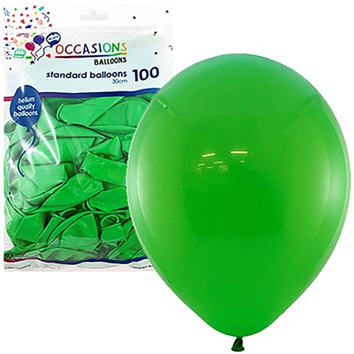 Alpen Occasions Balloons 30cm Green Pack Of 100