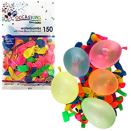 Alpen Occasions Waterbomb Balloons With Hose Attachment Assorted Pack Of 150