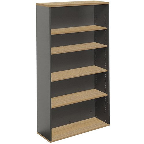 Rapidline Rapid Worker Bookcase 4 Shelves 900W x 315D x 1800mmH Oak And Ironstone