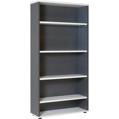 Rapidline Rapid Worker Bookcase 4 Shelves 900W x 315D x 1800mmH White And Ironstone