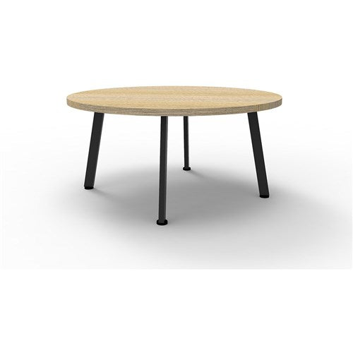 Rapidline Eternity Round Coffee Table 900D x 450mmH Oak Top Black Base