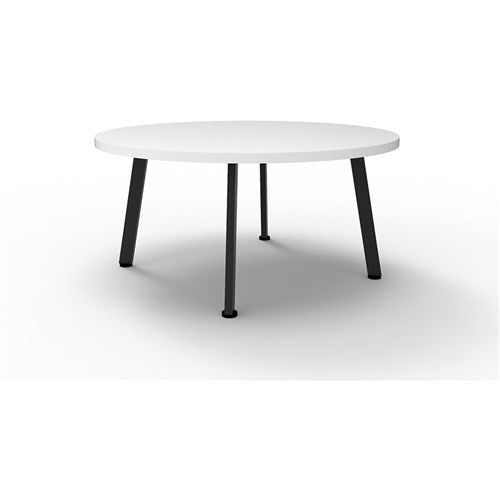 Rapidline Eternity Round Coffee Table 900D x 450mmH White Top Black Base