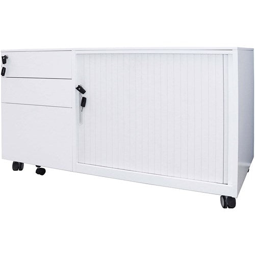 Rapidline Mobile Caddy Right Hand Tambour Door 1050W x 500D x 615mmH White | Better Office