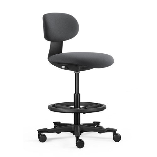 Rapidline Yoyo Stool Height Adjustable Black Frame Dark Grey Fabric