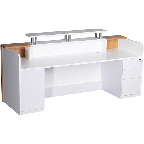 Rapidline Marquee Reception Counter 2400W x 835D x 1150mmH Gloss White And Zebra