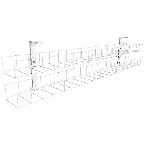 Rapidline Dual Tier Cable Basket Kit 1550mm 4GPO + 4Data 2.5M Interconnecting Lead Wht | Better Office