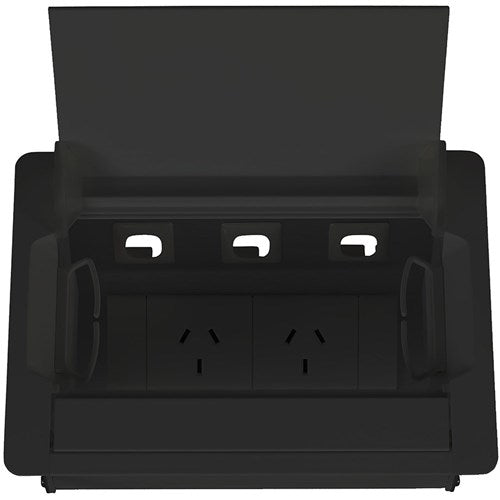 Rapidline Table Surface Mounted Service Box 2 GPO Black