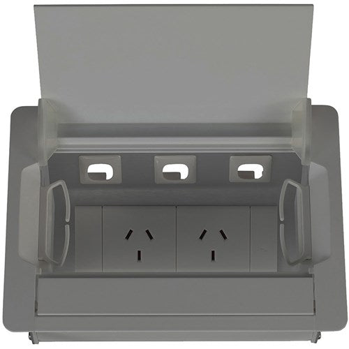 Rapidline Table Surface Mounted Service Box 2 GPO Silver