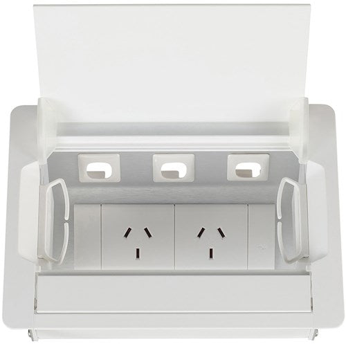 Rapidline Table Surface Mounted Service Box 2 GPO White